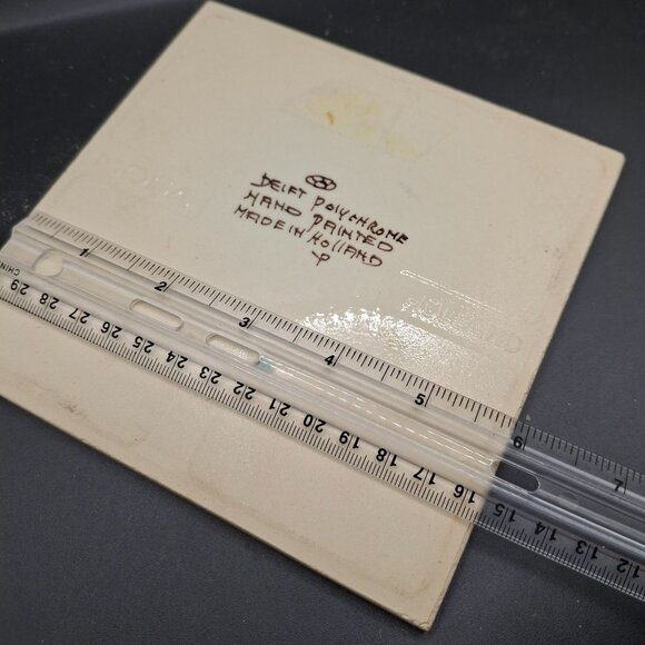 Hand-Painted Delft Polychrome Ceramic Tile With Menorah Design Emblem Of Israel - Picture 6 of 8